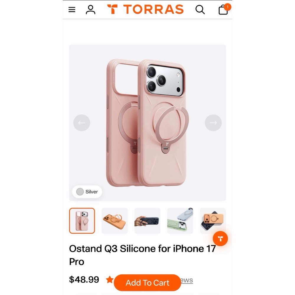 Stylish Pink Phone Case with Ring Holder